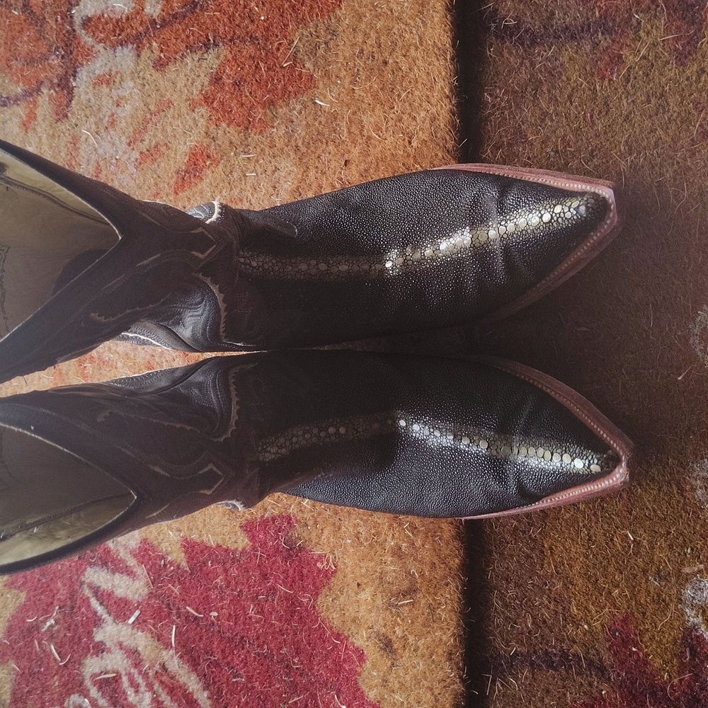 Men's Black Western Stingwray Skin Cowboy Boots
